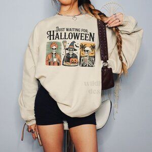 Just Waiting For Halloween Sweatshirt, Summerween Shirt - Sand